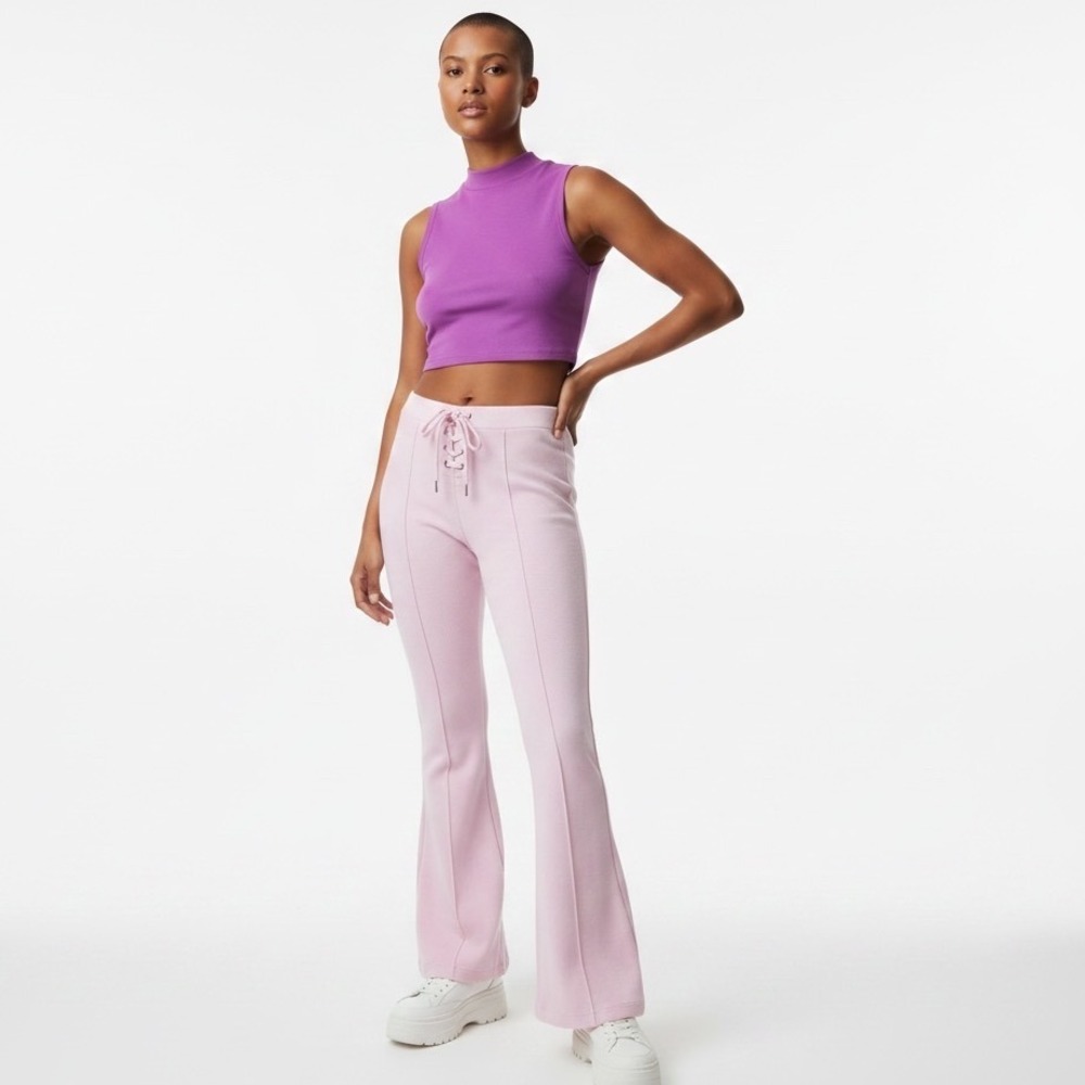 Zara Flare Leggings LaceUp Front Pink Coquette Y2K Style Balletcore Barbiecore M